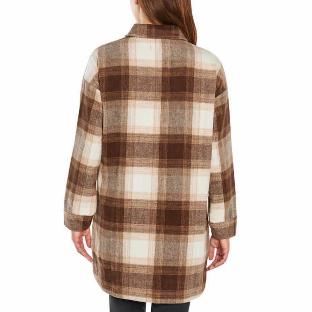 Banana Republic Women's Shirt Jacket Brown Plaid Side Pockets Size Large NWT - Picture 6 of 7